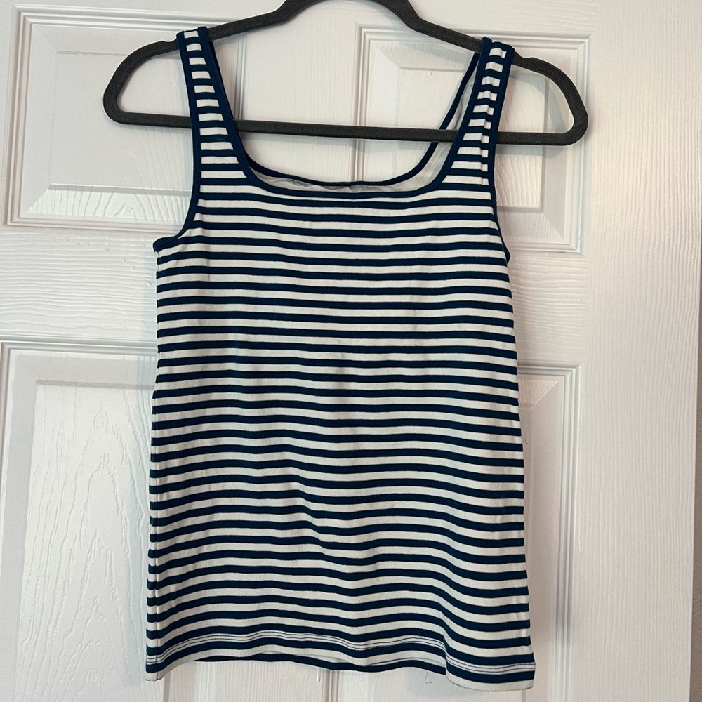 J. Crew Navy and White Striped Top